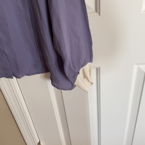 FACONNABLE SILK CORNFLOWER/IVORY BLOUSE with GREAT DETAILS SZ EUR 40, US 8 - Picture 7 of 9